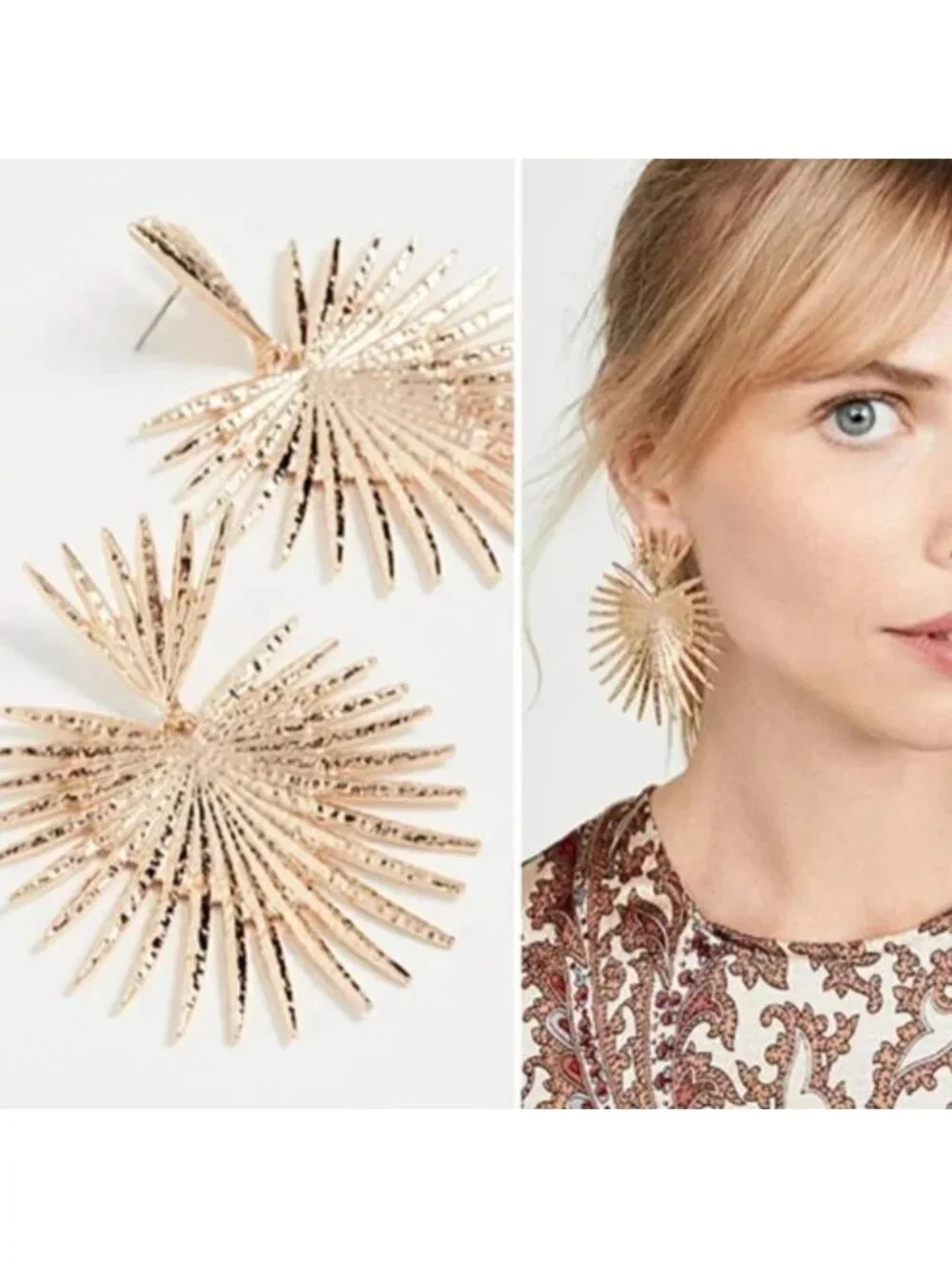 New! Gold “Throne” Sunburst Earrings (1027) NWOT